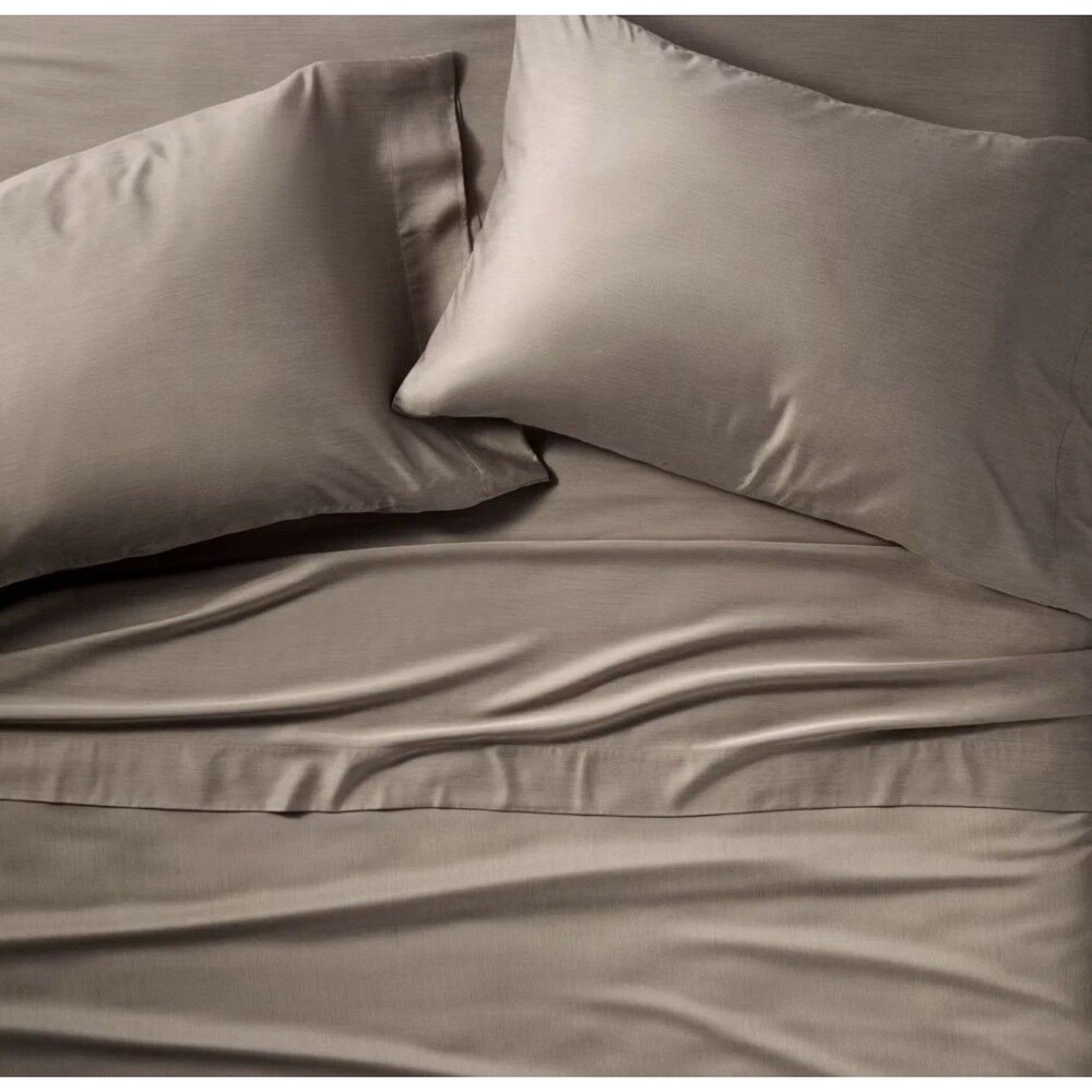 California King 400 Thread Count Rayon from Bamboo Sheet Set Fig Brown NEW